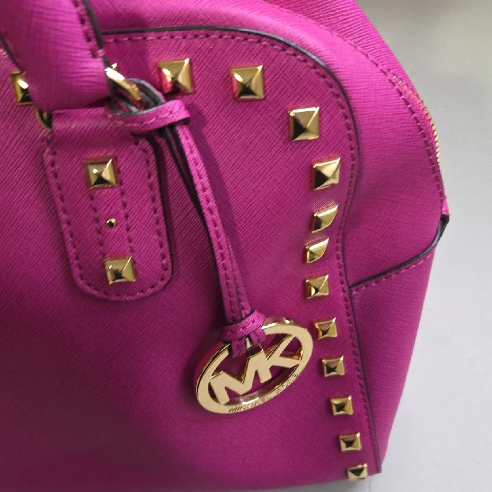Michael Kors Hot Pink Studded Satchel - Picture 10 of 10